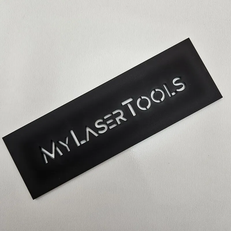 Stencil with 'my laser tools' text